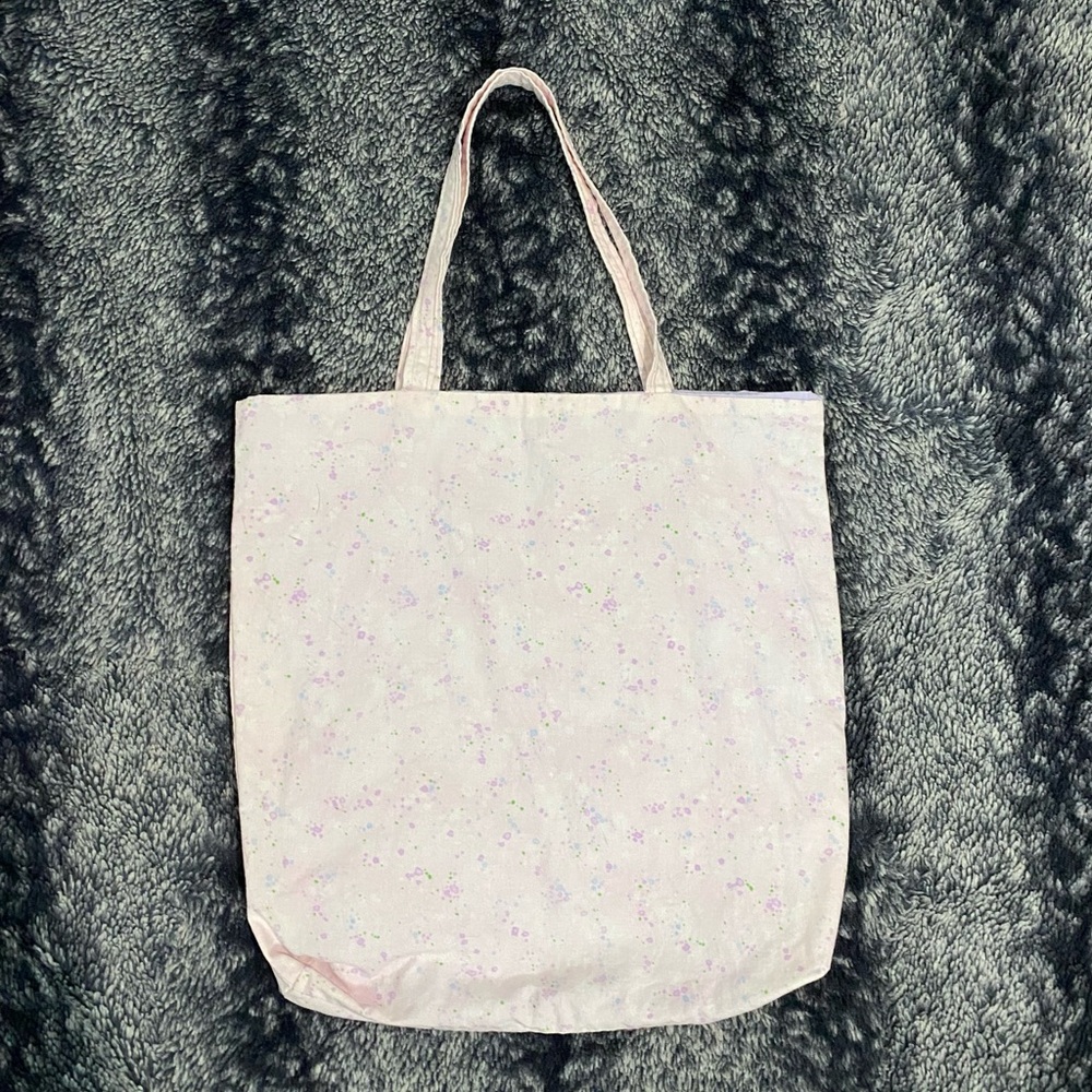 Handmade Pink & Purple Splatter Print Lined Grocery Travel Book Tote Bag